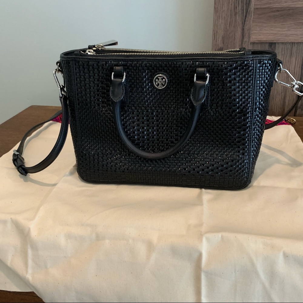 Black Tory Burch Robinson Small Double Zip Tote